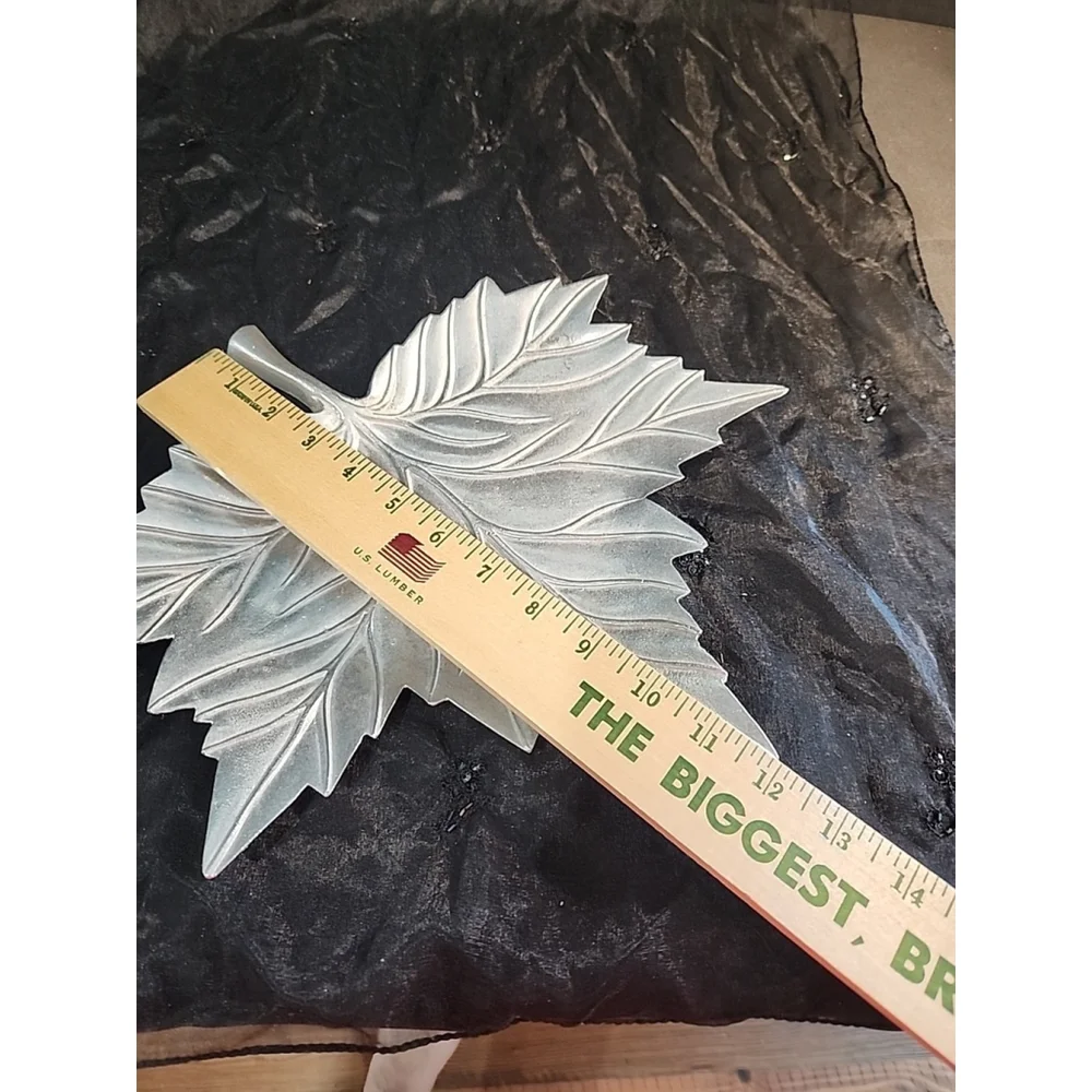 Home Interior Gift Lg Silver Tone Maple Leaf Metal Wall Hanging Table Decor Fall